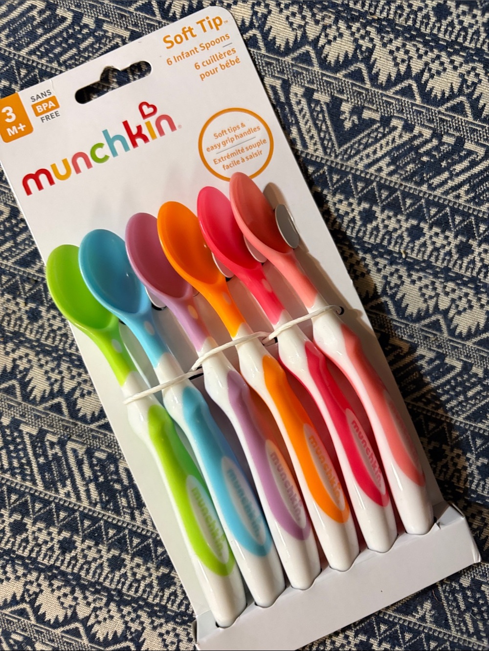 3/$15🍄Munchkin Soft Tip Infant Spoons, Rainbow 6pc, Gender Neutral